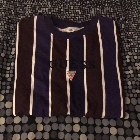 guess hudson stripe long sleeve tee